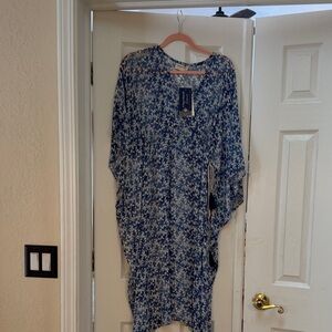 Tiare Hawaii Asymmetrical Blue Floral Dress